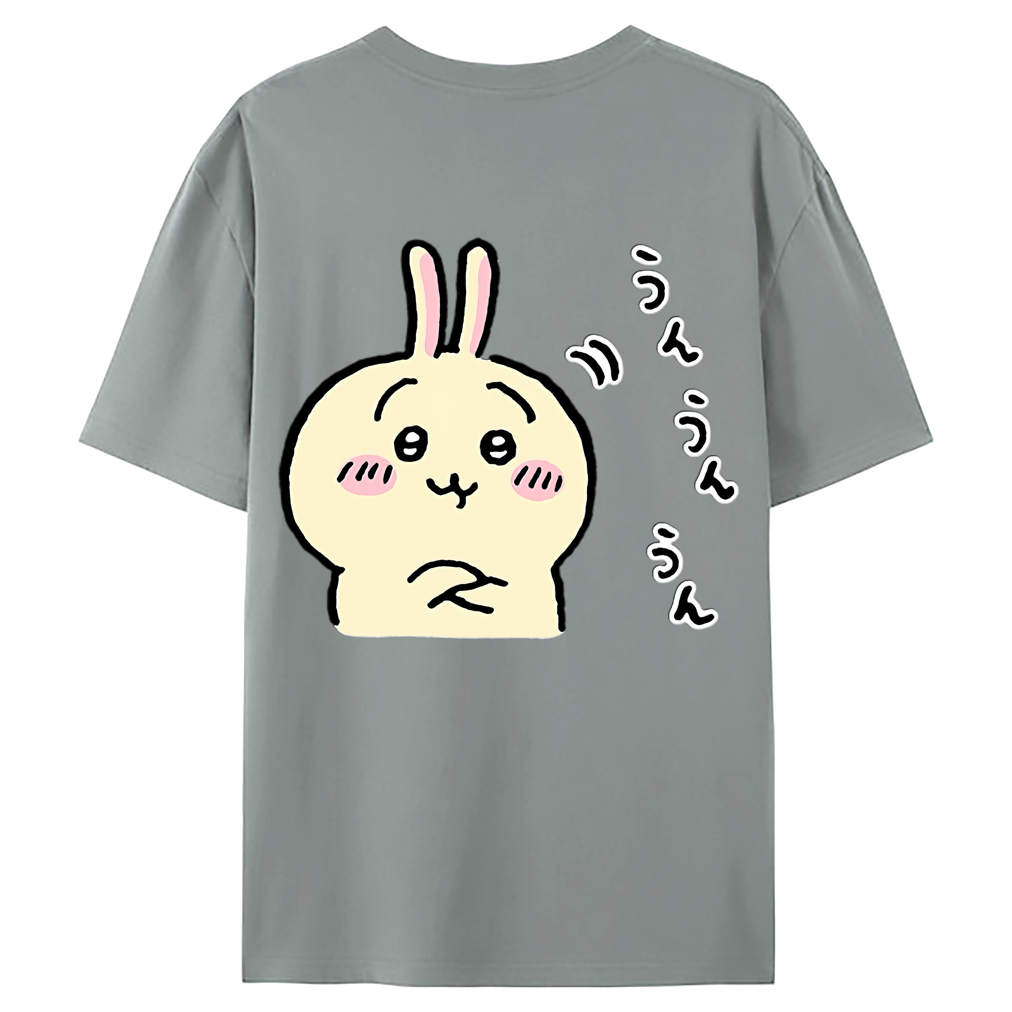 （画像用） ちいかわ うさぎ Chii-kawa usagi 綿100％ メンズ半袖Tシャツ（バックプリント） 通気性